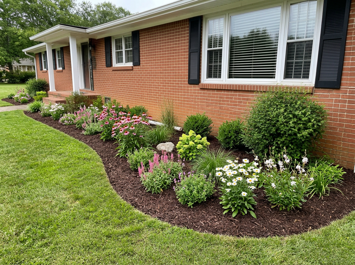 After — Flower bed refresh & mulch